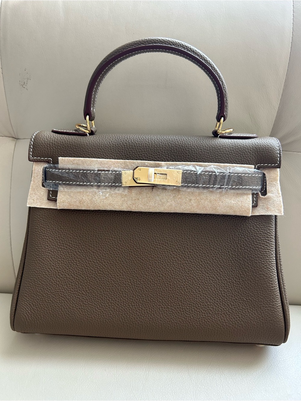 Top Handle Bag in Taupe